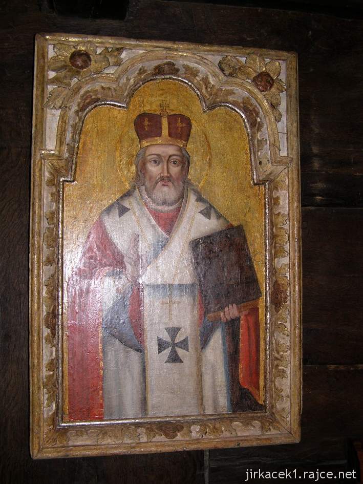 Dobříkov - dřevěný kostel Všech svatých - interiér - obraz sv. Nikolaje