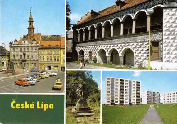 Česká Lípa-náměstí Míru-Červený dům-pomník Kl.Gottwalda-sídliště Sever-1985