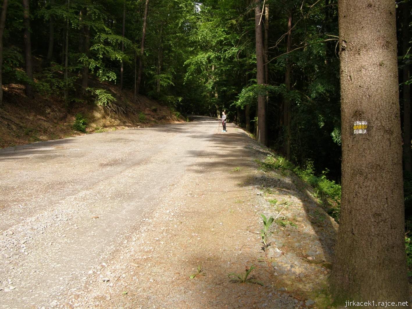 165 - cesta po žluté od kaple na Bunč - vlevo odpočivadlo